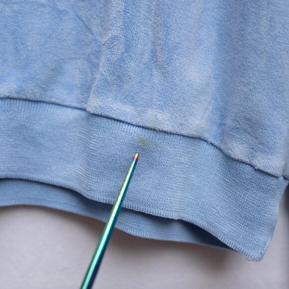 Vtg Bullock & Jones Men’s M Blue Velour 1/4 Zip Pullover Shirt Made in Italy - Picture 6 of 6